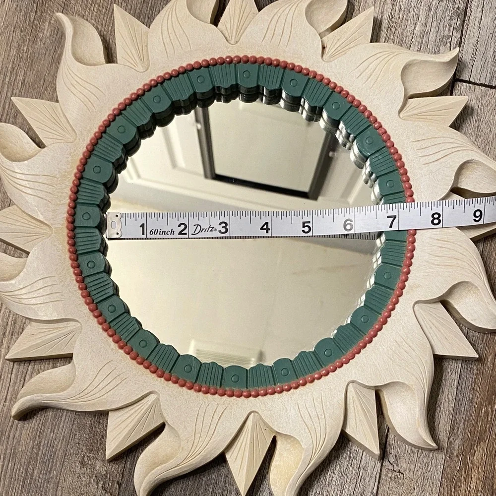 Vintage Home Interiors Cream and Green Decorative Mirror